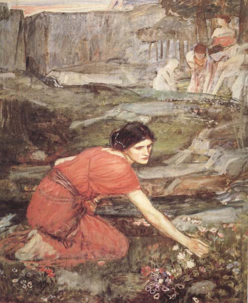 John William Waterhouse Study:Maiidens picking Flowers by a Stream (mk41)